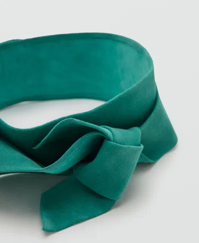 Mango Suede Obi Belt In Blue