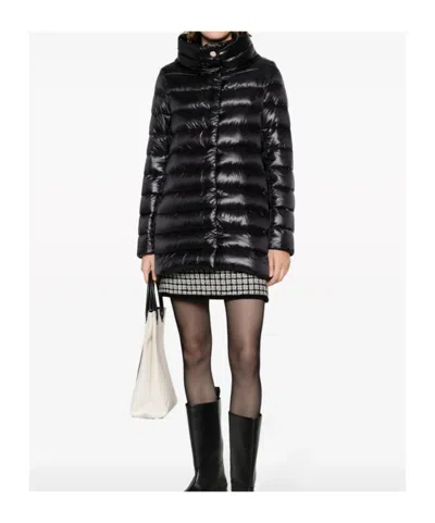 Herno Quilted Long-sleeved Down Jacket In Black