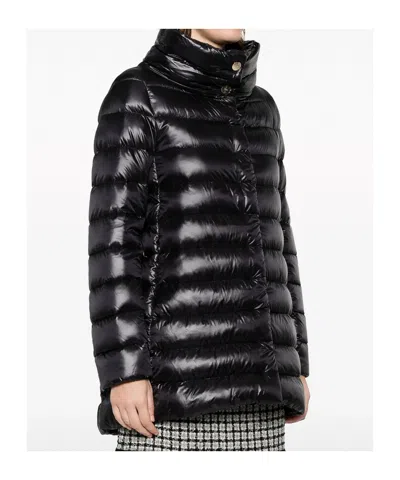 Herno Quilted Long-sleeved Down Jacket In Black