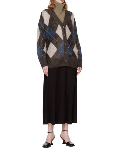 Lisa Yang Elaria Cardigan Wood/night Fall/sand/cream Brushed Argyle 0 In Multi