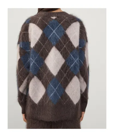 Lisa Yang Elaria Cardigan Wood/night Fall/sand/cream Brushed Argyle 0 In Multi