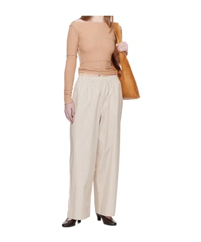 Baserange Striped Elasticated Trousers In Brown