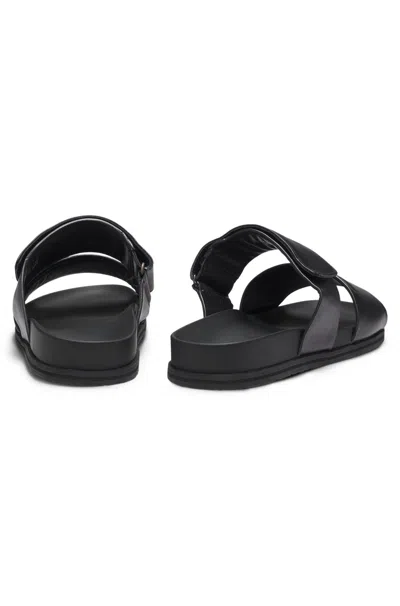 Hugo Boss Touch-strap Leather Sandals In Multi