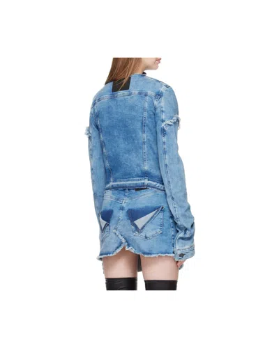 Ottolinger Blue Drape Collar Denim Jacket In Blue