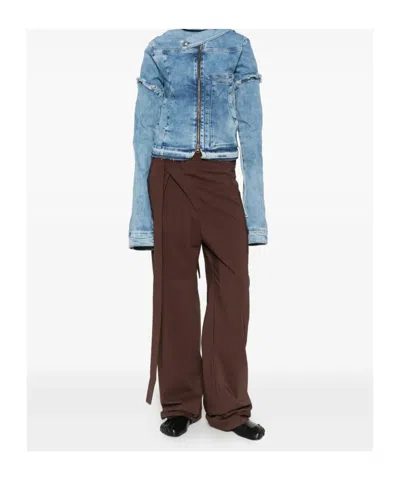 Ottolinger Blue Drape Collar Denim Jacket In Blue