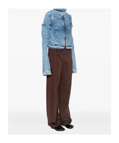 Ottolinger Blue Drape Collar Denim Jacket In Blue