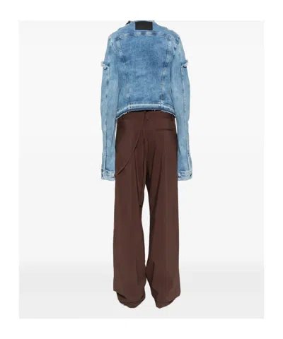 Ottolinger Blue Drape Collar Denim Jacket In Blue