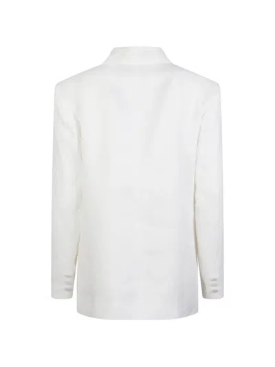 Actualee Double-breasted Linen Jacket In White