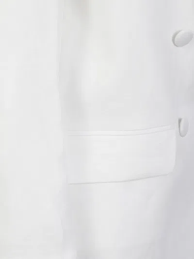 Actualee Double-breasted Linen Jacket In White