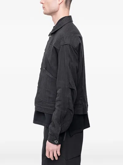 The Viridi-anne Herringbone-pattern Jacket In Black