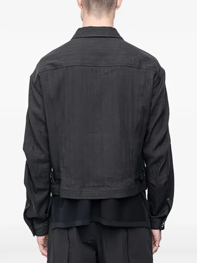 The Viridi-anne Herringbone-pattern Jacket In Black