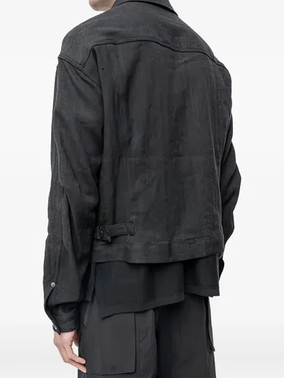 The Viridi-anne Herringbone-pattern Jacket In Black