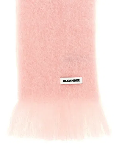 Jil Sander Light Pink Logo Solid Scarf In Pink