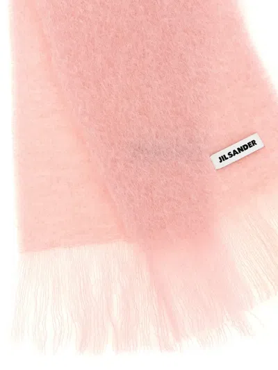 Jil Sander Light Pink Logo Solid Scarf In Pink