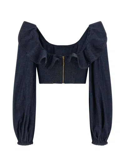 Zimmermann Aster Ruffled Top In Blue