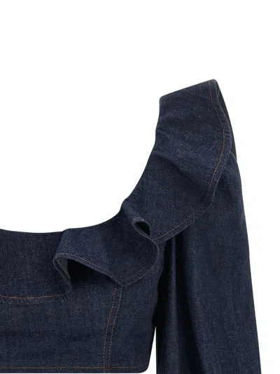 Zimmermann Aster Ruffled Top In Blue