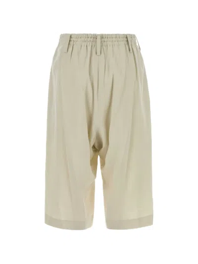 Y's Drawstring Pleated Shorts In Silver