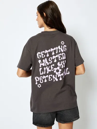 Skinnydip London Getting Wasted T-shirt In Charcoal In Brown