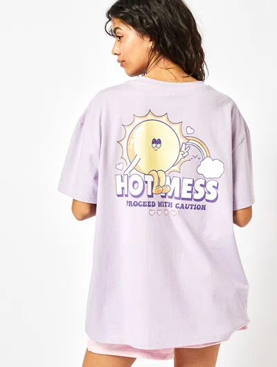Skinnydip London Hot Mess Oversized Lilac T-shirt In Pink