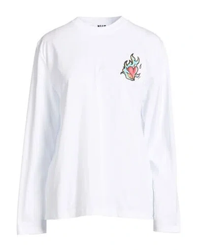 Msgm Heart-print Long-sleeve T-shirt In White