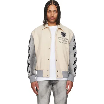 Off-white Logo-embroidered Varsity Jacket In Neutral