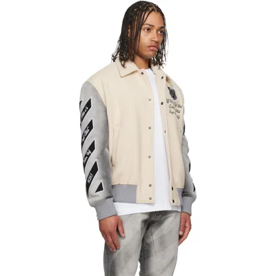 Off-white Logo-embroidered Varsity Jacket In Neutral
