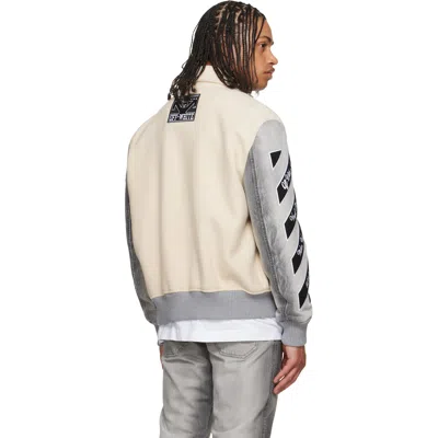 Off-white Logo-embroidered Varsity Jacket In Neutral