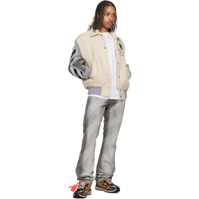 Off-white Logo-embroidered Varsity Jacket In Neutral