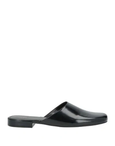 The Row Penelope Leather Pointed Toe Slippers In Black