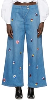 CHRISTOPHER KANE Indigo Embroidered Baggy Jeans