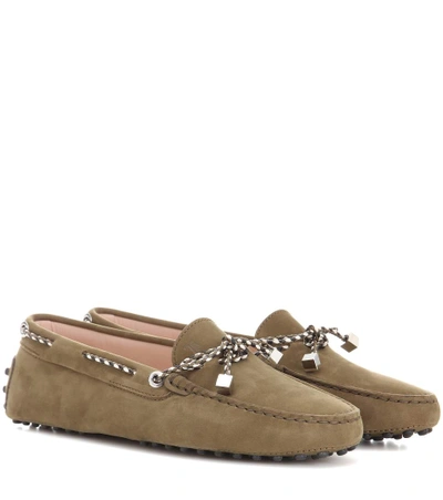 Tod's City Gommino Suede Loafers In Ardesia Chiaro