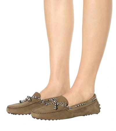 Shop Tod's City Gommino Suede Loafers In Ardesia Chiaro