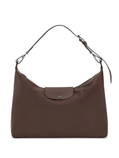 Longchamp Rectangular Brown Shoulder Bag With Adjustable Strap In Red