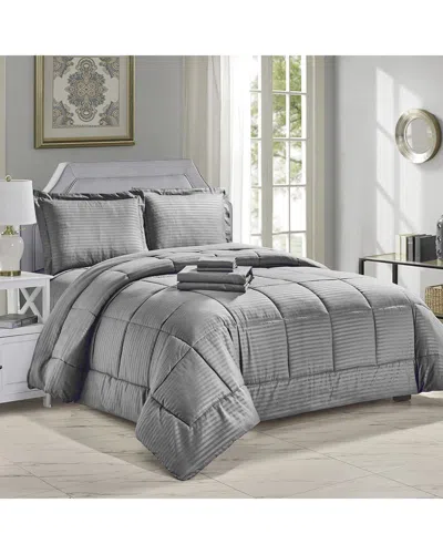 Luxury Home 8pc Dobby Stripe Comforter Set