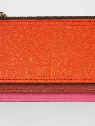 Paul Smith Concertina Leather Layered Card Holder In Orange
