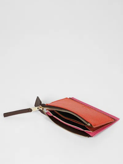 Paul Smith Concertina Leather Layered Card Holder In Orange