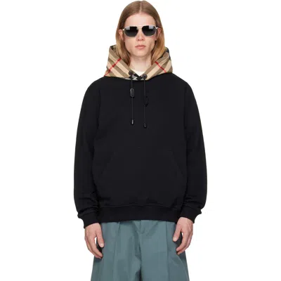 Burberry Cotton Check Pattern Drawstring Hooded Sweater With Front Zip