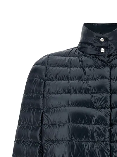 Herno Down Cape Jacket High Collar Design In Blue