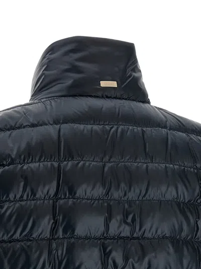 Herno Down Cape Jacket High Collar Design In Blue