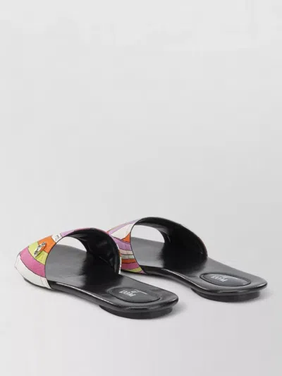Pucci Yummy Flat Slide Sandals Open Toe In Black