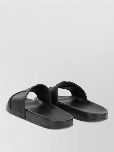 Valentino Rubber Slides With Wide Strap And Flat Sole In Black