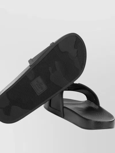 Valentino Rubber Slides With Wide Strap And Flat Sole In Black
