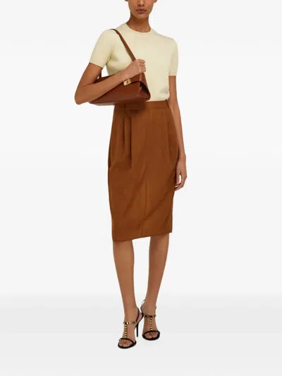 Ferragamo Hug East-west Small Leather Shoulder Bag In Brown