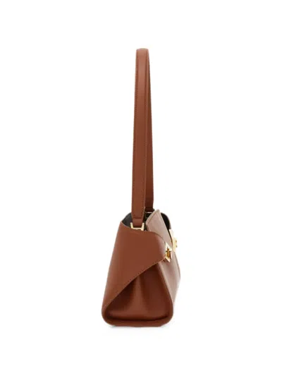 Ferragamo Hug East-west Small Leather Shoulder Bag In Brown