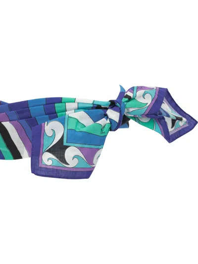 Pucci Iride Headband Knot Detail Rectangular Shape In Multi