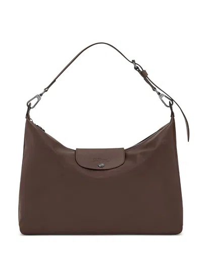 Longchamp Rectangular Brown Shoulder Bag With Adjustable Strap In Brown
