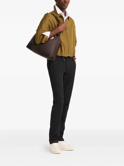 Longchamp Rectangular Brown Shoulder Bag With Adjustable Strap In Brown