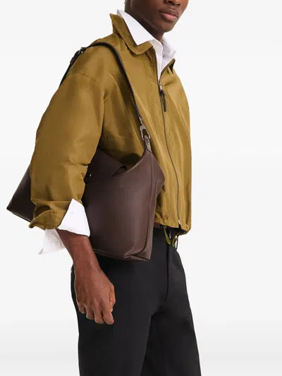 Longchamp Rectangular Brown Shoulder Bag With Adjustable Strap In Brown