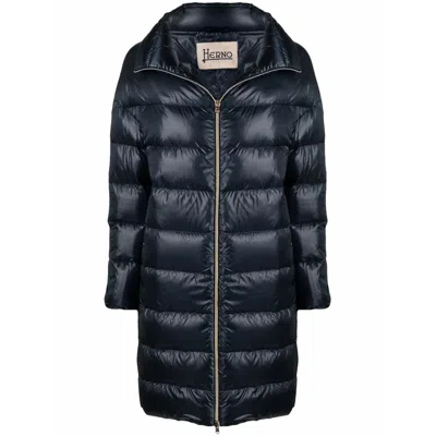 Herno Black High Neck Down Jacket In Blue