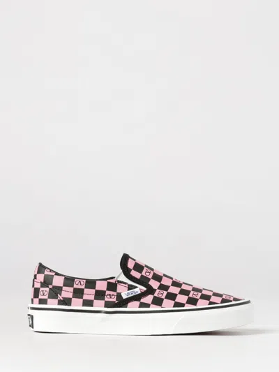 Valentino Garavani  Garavani And Vans Fabric Slip-on Trainer With Vlogo Checkerboard Print In Pink
